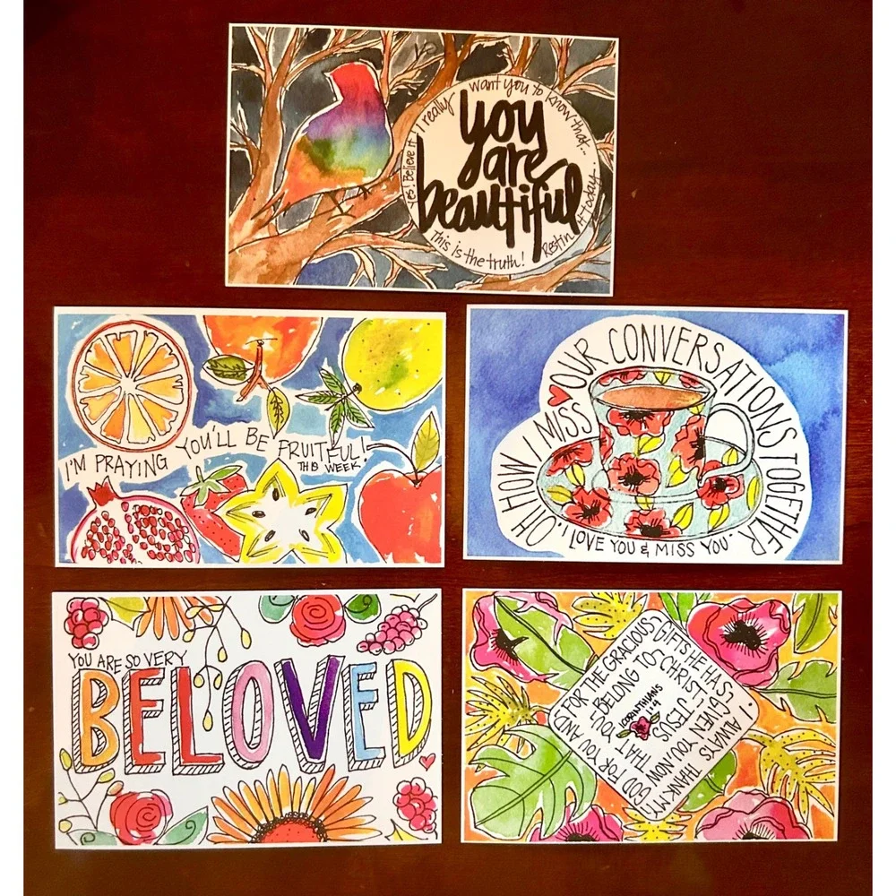 Mary DeMuth Art Postcard Set Cardstock 15 Pack Watercolors New Christian Art